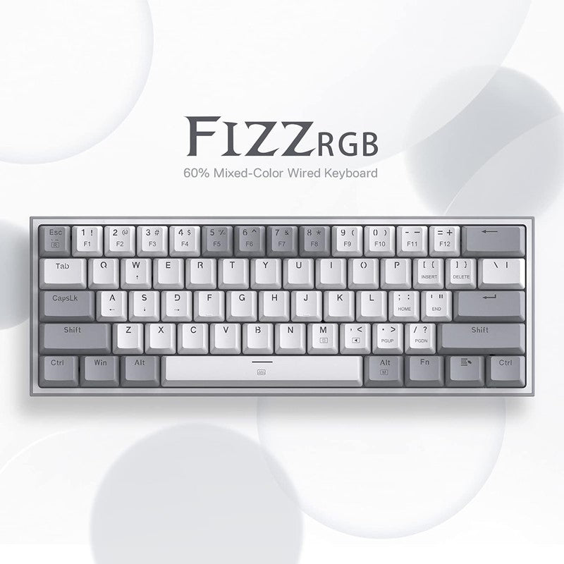 Redragon K617 Fizz 60% Wired RGB Mechanical Gaming Keyboard - White/Grey Redragon K617 Fizz 60% Wired RGB Mechanical Gaming Keyboard - White/Grey
